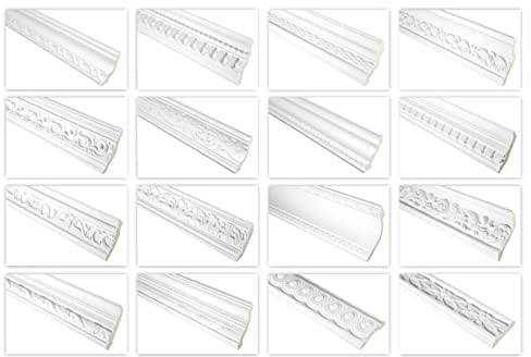 HEXIM Stuckleisten gemustert PU Polyurethane Stuck Dekorbau für Wand und Decke | 2 Meter FH9434 80x24mm Restposten | Deckenleisten Zierleisten Leisten