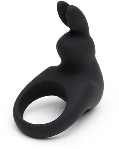 Lovehoney Vibrating Stretchy Silicone Rabbit Cock Ring for Him & Her, Black | 12 Mode Penis Ring Featuring a Clitoral Stimulator Rabbit for Women, Combined Couples Sex Toy for Simultaneous Pleasure