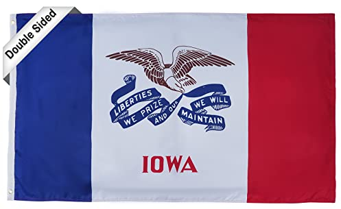 SYII Iowa Staatsflagge, 90 x 150 cm, 3-lagige, doppelseitige Staat Iowa Flaggen mit 2 Messingösen und Segeltuchkopf, strapazierfähiges Polyester, lebendige Farben