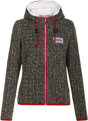 Almgwand W Münsterhöhe Grün - Trendige warme Damen Strickfleece Jacke, Größe 42 - Farbe Olive Green - Beige