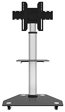32-80-Zoll-Fernseherständer auf Rädern, TV-Riser-TV-Halterungen, Ständer und Plattenspieler, Bürowagen-Bodenhalterung, Max. Belastung 58 kg/128 lb