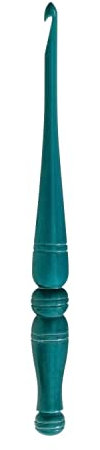 Ommi Stromlinienförmige Häkelnadel mit ergonomisch geformten Griff | Handgefertigte Häkelnadel, 17,8 cm Länge, Stricknadel, Kunsthandwerk | Tolles Geschenk! (Turquoise, 6 mm)