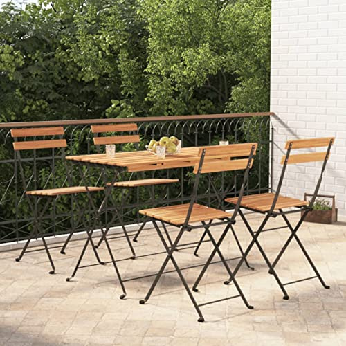 Tidyard Bistro Set 5 teilig, Gartengarnitur Sitzgruppe Sitzgarnitur aus klappbar Stühlen & Esstisch, Biergartengarnitur für Garten & Balkon