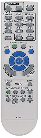 AULCMEET RD-477E Ersatz-Fernbedienung Kompatibel mit NEC 3LCD Video Projektor P605UL ME403U ME423W ME383W MC423W NP-P605UL PE455WL PE506UL PE506WL
