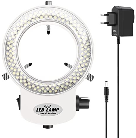 Roundsky 144LEDs Ringlicht Ringleuchte Fuer Mikroskop Microscope Lampe Licht 6000K 0-100% Einstellbar