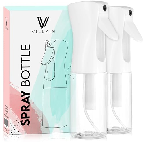 Villkin Botella de spray – Juego de 2 – Pulverizador extrafino con recipiente de 200 ml, ideal para planchado o para peluqueros (2 juegos, blanco/transparente)