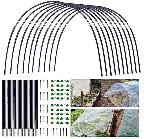 Garden Hoops for Netting, Poly Tunnels Gardening for Allotments Garden Cloche Hoops for Growing Vegetables Plants, Polytunnel Greenhouse Frame DIY Garden Hoops Crop Protection Hoops House Kit (30PCS)