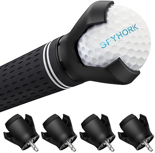 SFYHORK Premium Golf Ball Retriever, 4PCS Durable Golf Ball Grabber and Picker for All Kinds of Putter Handles, Golf Ball Retrievers Pick Up Tool for Quick Installation