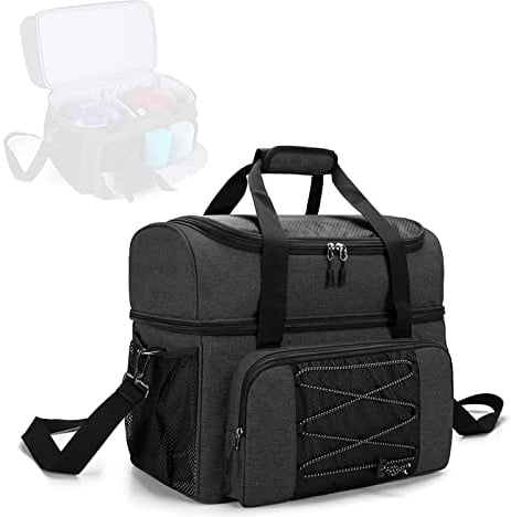 KOCAN Bowling-Tasche, Bowlingtasche für 2 Bälle Tragbare Bowlingtasche mit gepolstertem Ballhalter für Doppelbälle und EIN Paar Bowlingschuhe bis Herren 16
