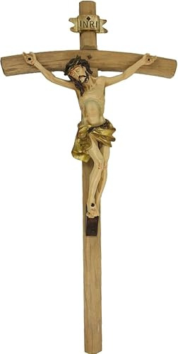 FADEDA Kreuz, Gold/Höhe:15 cm/handbemalt/detailgetreue Krippen Figuren - Weihnachten Tisch Dekoration Krippe Zubehör