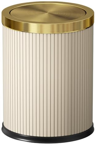 LEASYLIFE 15L/4 Gallone Badezimmer Goldkorb, Badezimmer Papierkorb, High-End Badezimmer Müllkorb, Wohnzimmer, Schlafzimmer, Büro (weiß)
