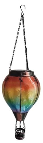 Solar Balloon - Flickering Solar Lantern, Glass Hot Air Balloon Lamp - Farm Decoration, Hot Air Balloon Decoration with Garden Light for Outdoor Metal, Glass 15.75