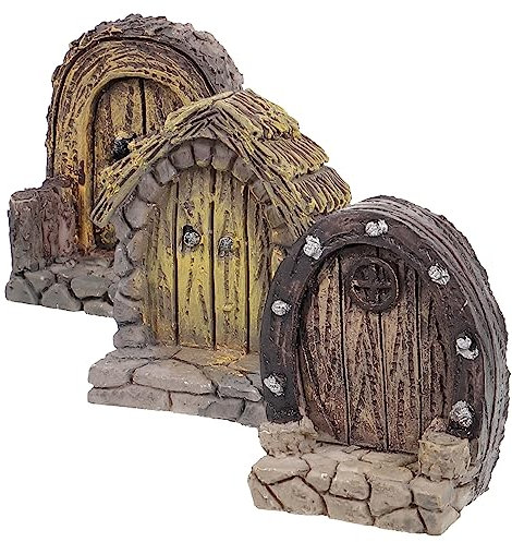 Miniatur Türaccessoires aus Kunstharz 3 Stück Rustikal für Pflanzgefäße