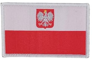 Bestickte Aufnäher Polnische Flagge mit offiziellen Farben, gesticktes Wappen, bestickte Motorradflicken, Militär-Patch, Polen (Polen)
