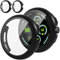 Diruite 2 Stück Hülle für Google Pixel Watch 3 45 mm Schutzhülle,PC Ultradünne HD Hartglas Glas Kratzfest Rundum Displayschutz,Schwarz&schwarz