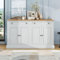 YCYDHDM Sideboard, Kommode mit 4 Türen und 2 Schubladen, Mehrzweckschrank, Anrichte mit verstellbare Regale, für Schlafzimmer Wohnzimmer Küche, Antikweiß+Naturholz