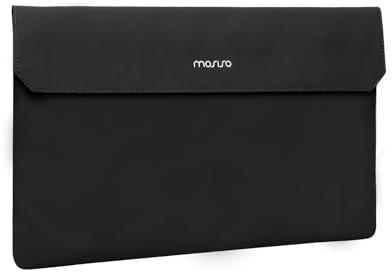 MOSISO Portable Monitor Sleeve 16.1 inch, Carrying Case for 15.6-16.1 inch Portable Displays, Laptop Display Bag with Front Pocket, PU Leather Case for Travel Monitor, Black