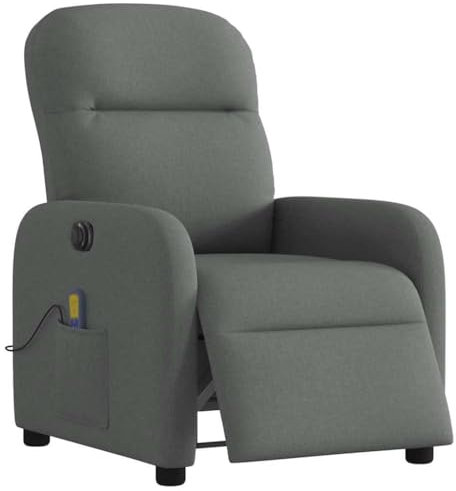 Homgoday Massagesessel Elektrisch Dunkelgrau Stoff Fernsehsessel Relaxsessel Sessel Verstellbar Massagesessel Ruhesessel Moderner TV Sessel für Wohnzimmer