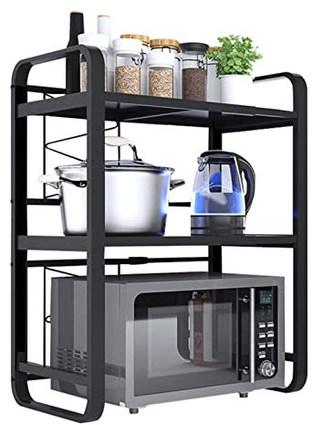 DONGGANSHI Support de Rangement pour Micro-Ondes, Support Extensible en Acier au Carbone pour Four à Micro-Ondes, Support de Rangement pour comptoir de Cuisine, ustensiles de Cuisine, vaissel