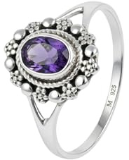 mantraroma Silberring Damen 925 Sterling Silber – ovaler Edelstein Ring, Vintage Statement Ring Schmuck, elegantes Geschenk für Frauen