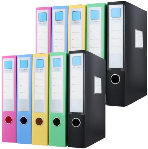 MUKSEUT 10 cajas de almacenamiento A4, 5 colores A4, caja de almacenamiento de documentos para oficina, hogar, escuela, 31 x 23,6 x 5,5 cm