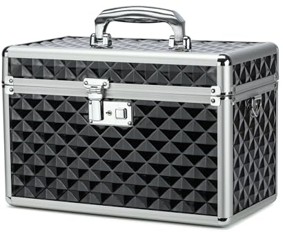 HEWEI WORKS Medizin box, abschließbare Medikamentenbox, leere Erste-Hilfe-Box, Sicherheitsbox, vielseitige abschließbare Box für Zuhause und im Freien (Black, Large)