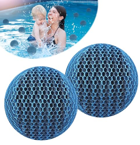 Figarge 2 Stück Wiederverwendbare Schaumabsorber & Ölabsorbierende Filterkugeln (7cm) für Whirlpool, Pool，Badewannen und Spa，Schwimmender Filter gegen Fette, Öle und Schmutz，Pool Zubehör Reinigung