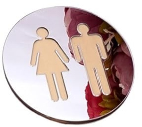 WSQHAO Plaque WC Lot de 3 Autocollants muraux Ronds en Miroir 3D de 5 mm for Porte de Toilettes, décoration d'intérieur Moderne(Silver,8 in (20cm))