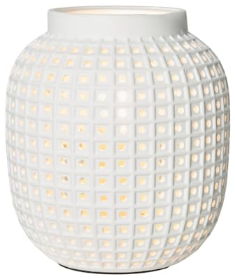 LITECRAFT Kerry Table Lamp Pierced Vessel Styled Ceramic E14 Base - White