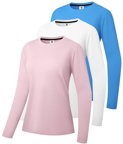 3 Pack or 5 Pack Women's Cotton Long Sleeve T-Shirts Crew-Neck Shirt Classic-Fit Shirt Soft Breathable Casual Tee Fashion Basic Tops