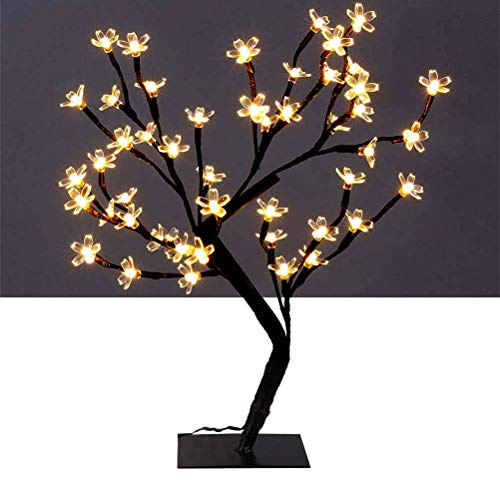 Ghzste Bonsai Tree da 18 pollici, 48 luci a LED, fiori di ciliegio, decorazione giapponese con fiori di ciliegio per interni ed esterni