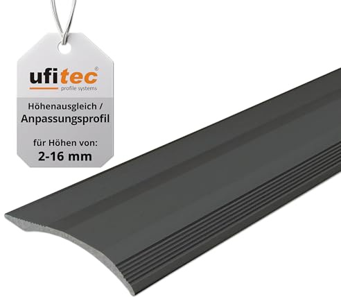 ufitec Übergangsprofil selbstklebend, Übergangsleiste Höhenausgleich bis 16 mm aus Aluminium, Anpassungsprofil 40 mm x 100 cm Höhenausgleichsprofil (Bronze Dunkel, 270 cm)