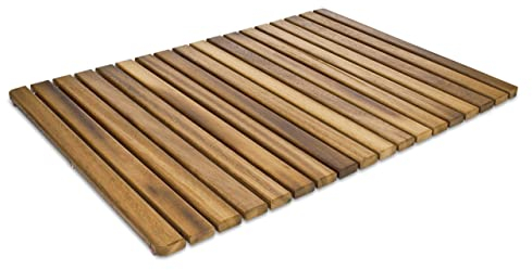 Tarima/Alfombra Flexible para Ducha y baño, en Madera de Teca (50 x 70 cm)
