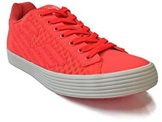 Emporio Armani EA7 Damen Sneaker Low Pride 3D Mesh - neonfarbene Turnschuhe im Mesh-Design - Fluo Red, Größe:39 1/3;Farbe:Rot