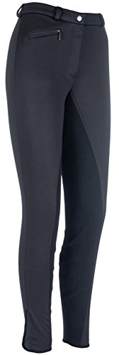 RL24 - Winter-Reithose für Kinder Essen | Kniebesatz aus Synthetikleder | atmungsaktive Thermoreithose mit hoher Wärmehaltung | Kinder Reitleggings in Schwarz | Reitbekleidung in Größe 116