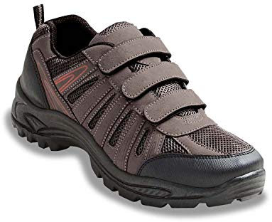Chums Men's Walking Shoes Wide Fitting with Triple Strap Touch Fastening Brown 13 UK
