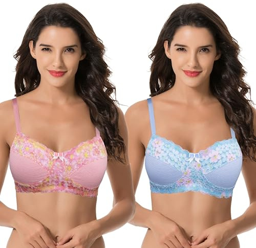 Curve Muse Soutien-Gorge Minimiseur sans armatures-x2-Rose,Bleu Clair-110D