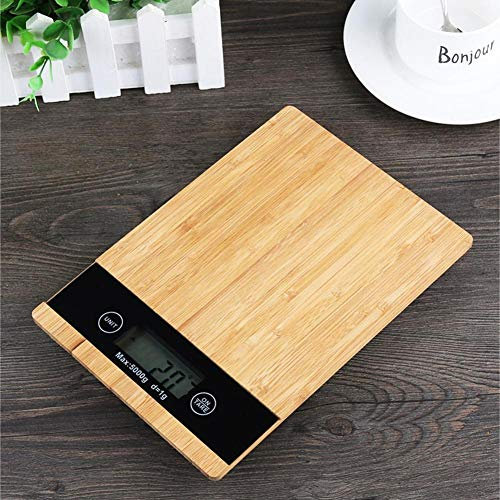 KSTE Bamboo LED Display Electric Kitchen Weighing Scale Cooking Food