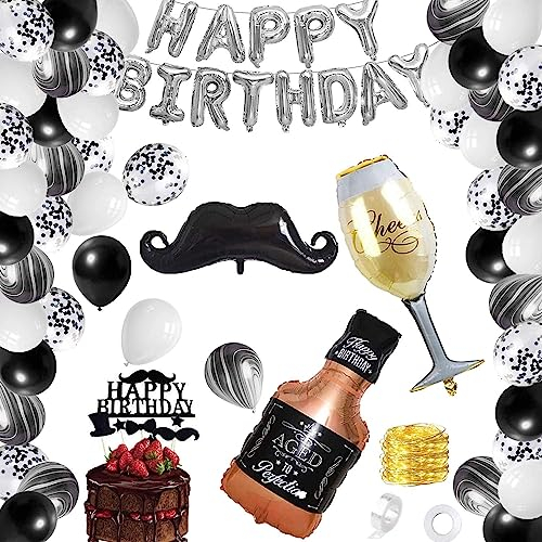 HIQE-FL Geburtstagsdeko Mann,Party Balloons Boy,Party Deko set,Schwarz Gold Geburtstagsparty set Jungen,Deko Geburtstag Mann
