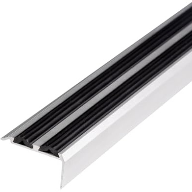 Floordirekt Treppenkantenprofil Alu - Bohren oder Kleben - Powergrip - Doppelgummi - schwarz 100 cm