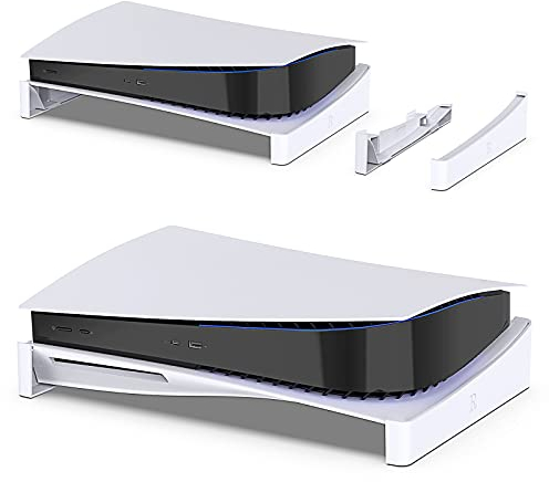 MENEEA Horizontaler Ständer für PS5, PS5 Zubehör Basis Horizontaler Ständer Kompatibel mit Playstation 5 Disc & Playstation 5 Digital Editions Weiß