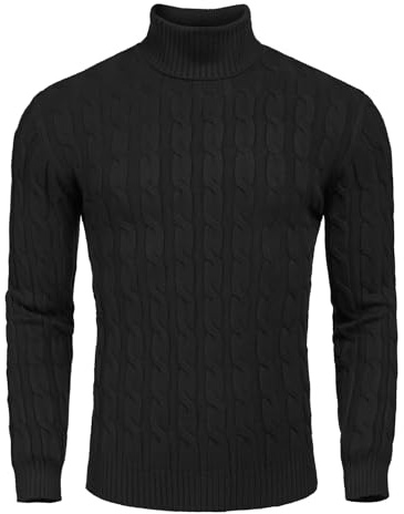 Coofandy Ztj009100 Modern Herren | Rollkragen-Design, ultra-dehnbare Zopfstrickstruktur, schmale Passform, lässiges Bürooutfit