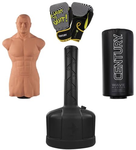 Century First Class Combo Ensemble de sacs de frappe pour adulte - Sac de frappe autonome - Boxing Dummy Trainer - Sac de frappe BOB XL - Haut Wavemaster - Gants de boxe lavables