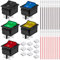 Xiatiaosann 5 piezas interruptor basculante AC 16A/250V 20A/125V DPST encendido/apagado mini botón de presión 5 colores (negro/rojo/verde/amarillo/azul) 4 pines 2 posiciones LED interruptor de palanca