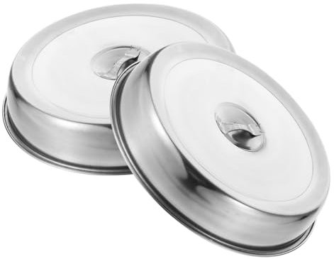 Yardwe 2pcs Grill Cover Plate Warmers for Dinner Plates Aluminum Baking Pans Decor for Kitchen Griddle Dome Cover Steak Flat Top Grills Picnic Food Cover Stainless Steel Small Tools Metal