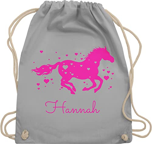 Turnbeutel Rucksack - Pferd - Pferde Geschenk Mädchen - Unisize - Hellgrau - kindergarten pferderucksäcke pferden horse beutel schule pferderucksack pferdemotiv sportbeutel maedchen