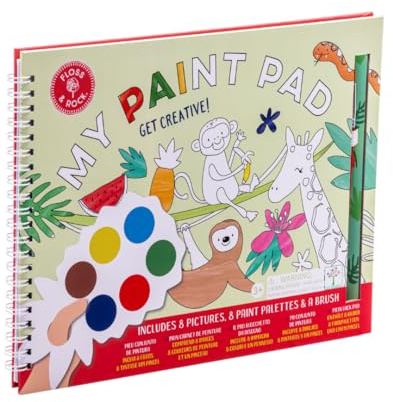 Floss & Rock Jungle Kids My Malblock Set mit 8 Bildern, 8 Farbpaletten und einem Pinsel