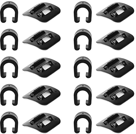 JUPSK 10 Pack Bicycle Cable Clips, Black Aluminum Alloy & Plastic C-Clips for Bike Brake Wire & Household Cables
