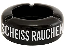 FISURA - Schwarzer Aschenbecher mit der Botschaft Scheiss Rauchen. Originelle Aschenbecher mit lustigem Spruch. Hergestellt aus Keramik. Maße: 10 x 10 x 4 Zentimeter.