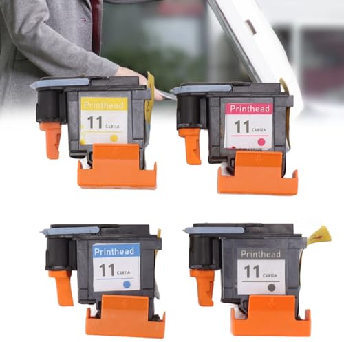 VINGVO Druckkopf, 4-teiliges Druckkopf-Ersatzset mit Tintenfarbe Magenta, Schwarz, Cyan, Gelb, Lichtecht, Ersatz für HP Designjet 100 110 111 500 510 800 813 850